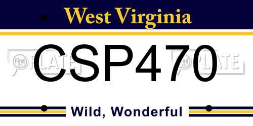 CSP470 West Virginia License Plate