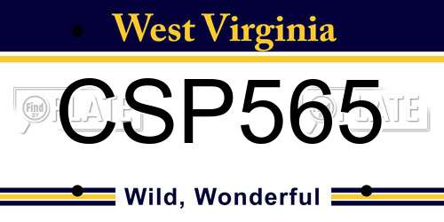 CSP565 West Virginia License Plate