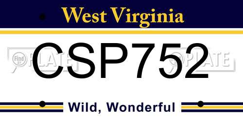 CSP752 West Virginia License Plate
