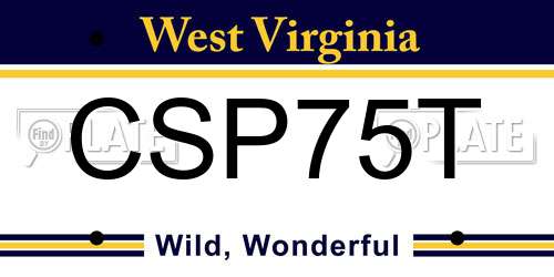 CSP75T West Virginia License Plate