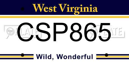 CSP865 West Virginia License Plate