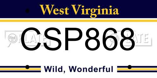CSP868 West Virginia License Plate