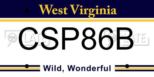 CSP86B West Virginia License Plate
