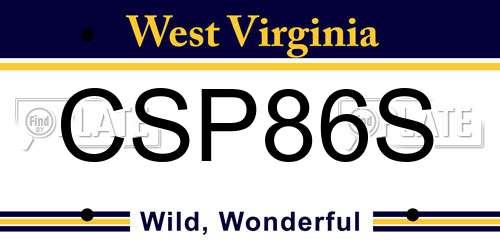 CSP86S West Virginia License Plate