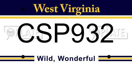 CSP932 West Virginia License Plate