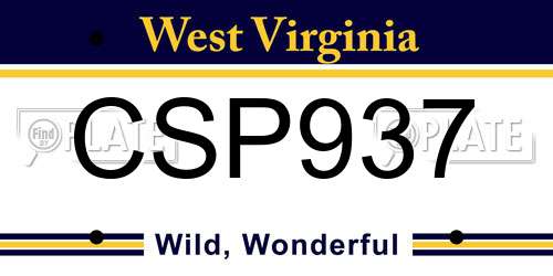 CSP937 West Virginia License Plate