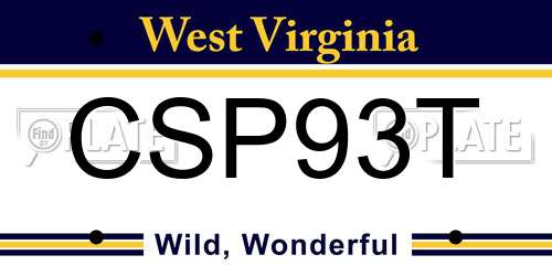 CSP93T West Virginia License Plate