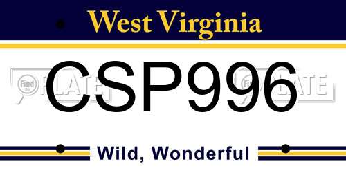CSP996 West Virginia License Plate