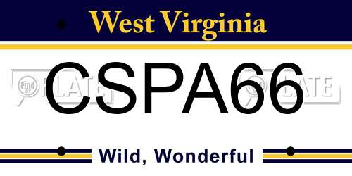 CSPA66 West Virginia License Plate