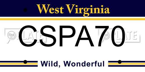 CSPA70 West Virginia License Plate