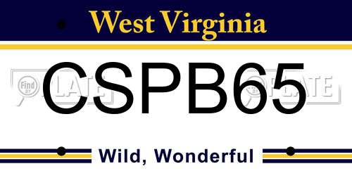 CSPB65 West Virginia License Plate