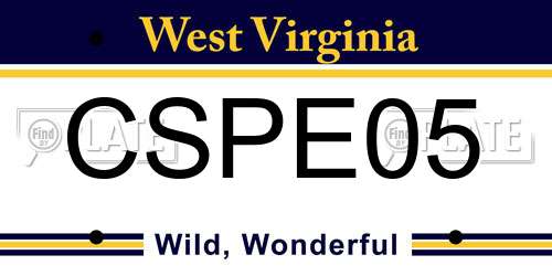 CSPE05 West Virginia License Plate