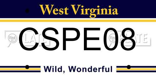 CSPE08 West Virginia License Plate