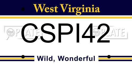 CSPI42 West Virginia License Plate