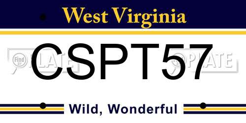 CSPT57 West Virginia License Plate