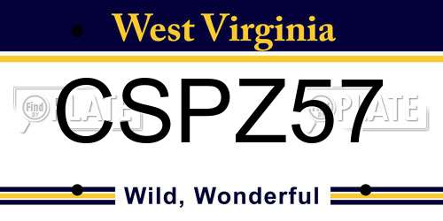 CSPZ57 West Virginia License Plate