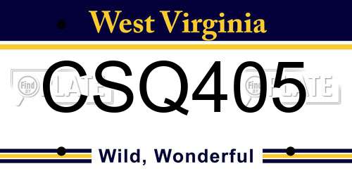 CSQ405 West Virginia License Plate