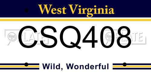 CSQ408 West Virginia License Plate