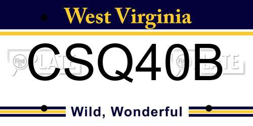 CSQ40B West Virginia License Plate