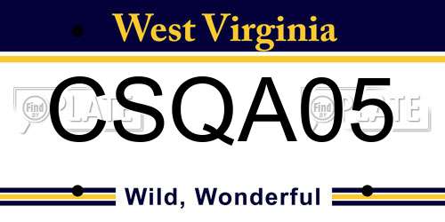 CSQA05 West Virginia License Plate