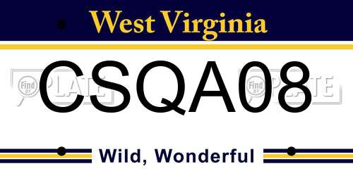 CSQA08 West Virginia License Plate