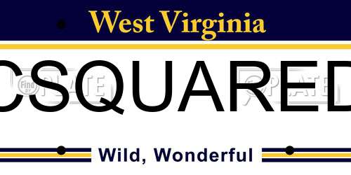 CSQUARED West Virginia License Plate