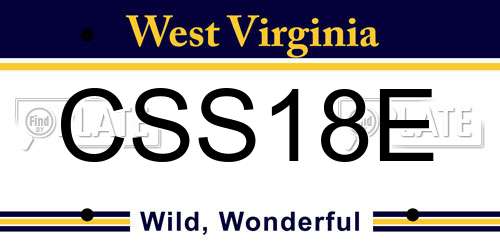 CSS18E West Virginia License Plate