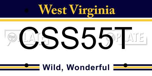 CSS55T West Virginia License Plate