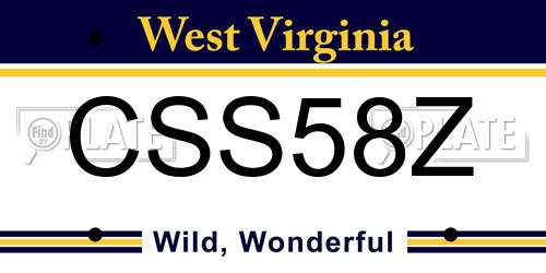 CSS58Z West Virginia License Plate