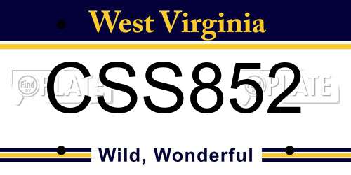 CSS852 West Virginia License Plate