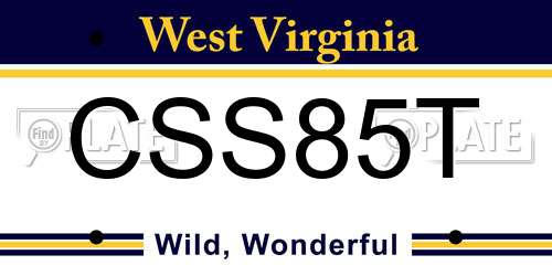 CSS85T West Virginia License Plate