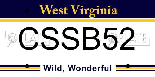 CSSB52 West Virginia License Plate