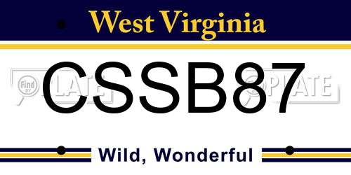 CSSB87 West Virginia License Plate