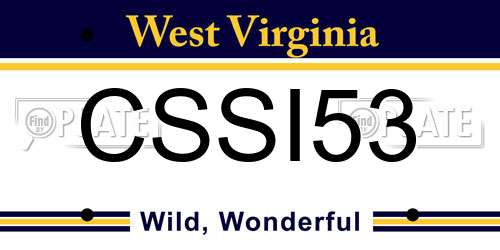 CSSI53 West Virginia License Plate