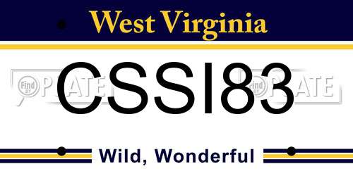 CSSI83 West Virginia License Plate