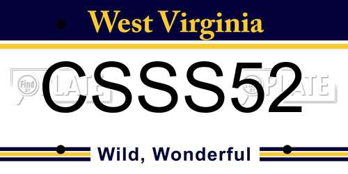 CSSS52 West Virginia License Plate
