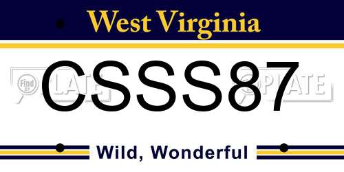 CSSS87 West Virginia License Plate