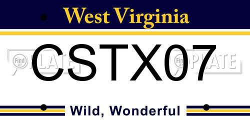 CSTX07 West Virginia License Plate