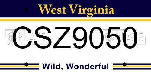 CSZ9050 West Virginia License Plate