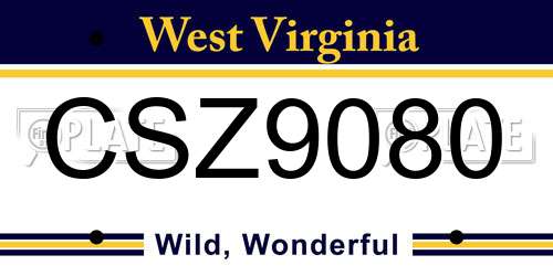 CSZ9080 West Virginia License Plate