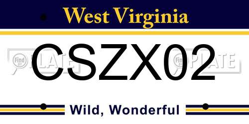CSZX02 West Virginia License Plate