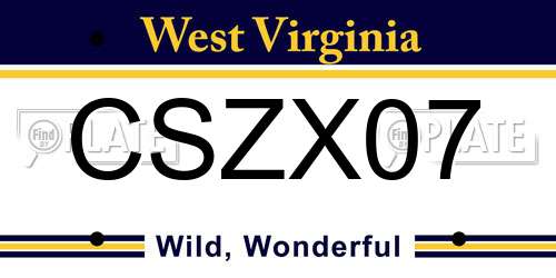 CSZX07 West Virginia License Plate