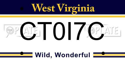 CT0I7C West Virginia License Plate