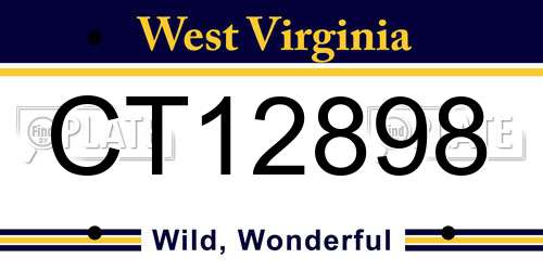 CT12898 West Virginia License Plate