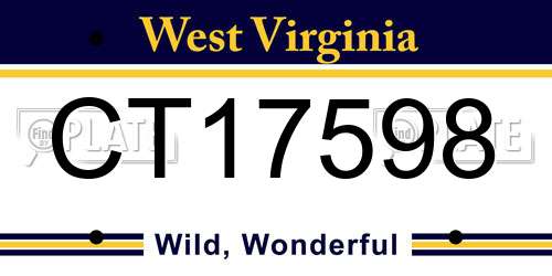 CT17598 West Virginia License Plate
