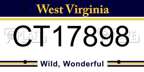 CT17898 West Virginia License Plate