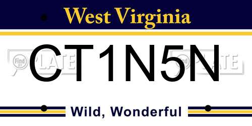 CT1N5N West Virginia License Plate
