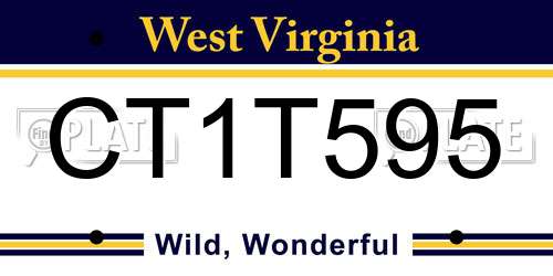 CT1T595 West Virginia License Plate