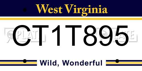 CT1T895 West Virginia License Plate