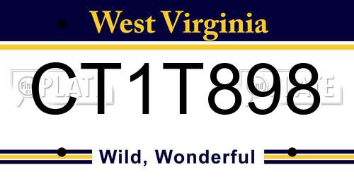 CT1T898 West Virginia License Plate